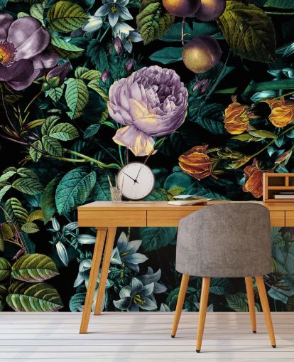 dark floral purple rose wallpaper