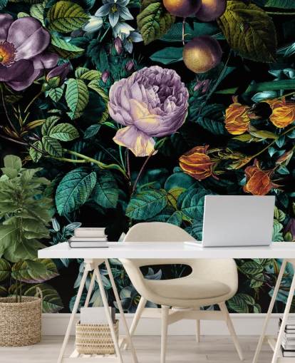 dark floral purple rose wallpaper