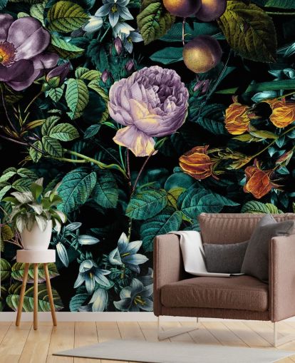 papel de parede rosa roxa floral escuro papel de parede rosa roxa floral escuro