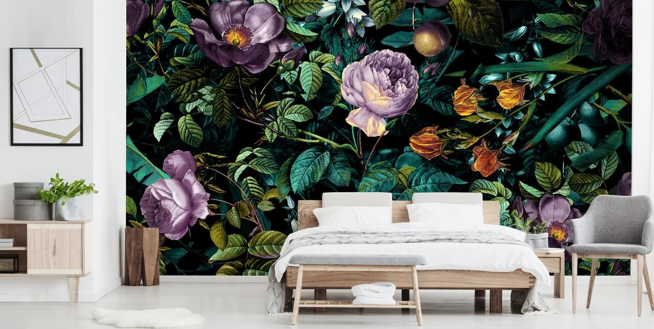 tumma kukka violetti ruusu tapetti