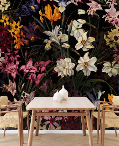 papel pintado floral oscuro