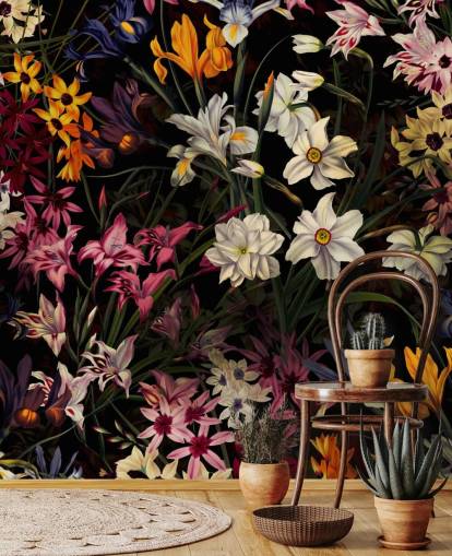 papier peint floral foncé