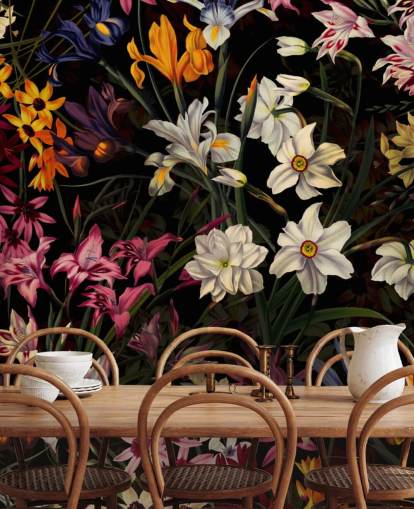 papel pintado floral oscuro