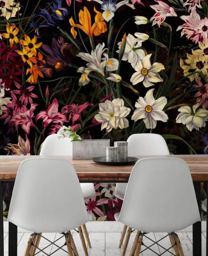 papier peint floral foncé
