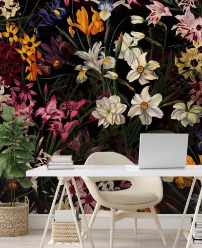 papel pintado floral oscuro