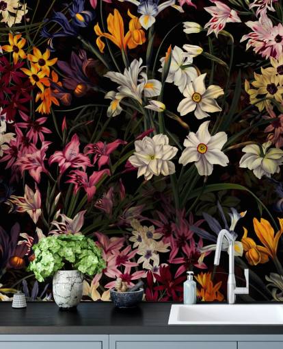 papel de parede floral escuro papel de parede floral escuro