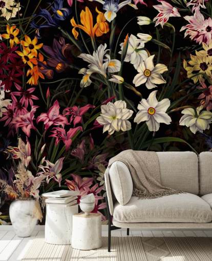 papel de parede floral escuro