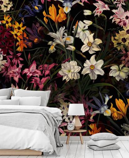 papier peint floral foncé