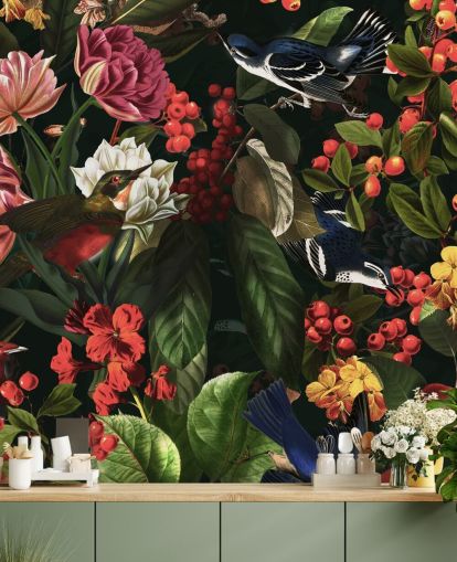 papier peint à fleurs et oiseaux papier peint à fleurs et oiseaux