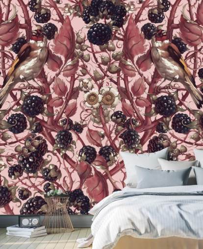 svarta bär och lila blad tapeter