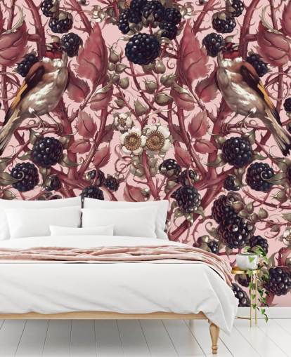 mustat marjat ja violetit lehdet tapetti