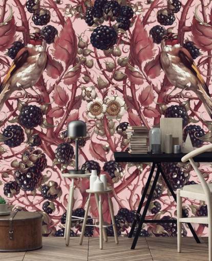 papel pintado de bayas negras y hojas moradas papel pintado de bayas negras y hojas moradas