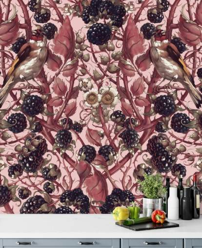 black berries and purple leaves wallpaper