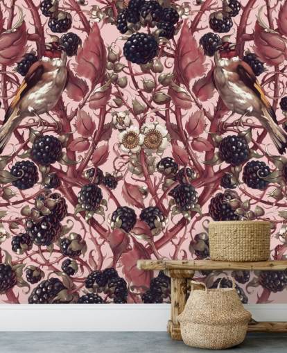 sorte bær og lilla blade tapet sorte bær og lilla blade tapet