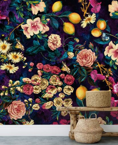 mörk frukt och blommig tapet mörk frukt och blommig tapet