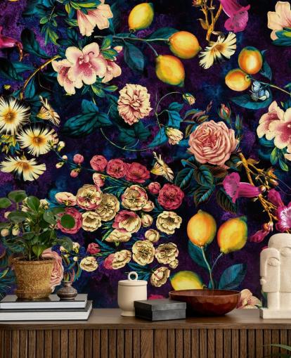 dark fruit and floral wallpaper dark fruit and floral wallpaper