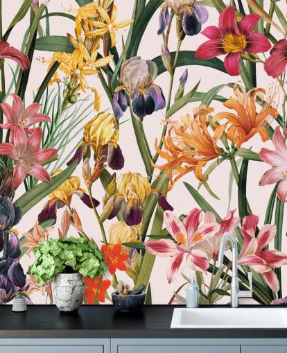 papier peint à fleurs tropicales