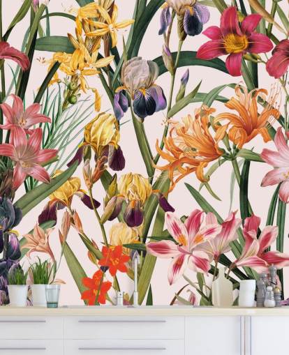 papel de parede floral tropical