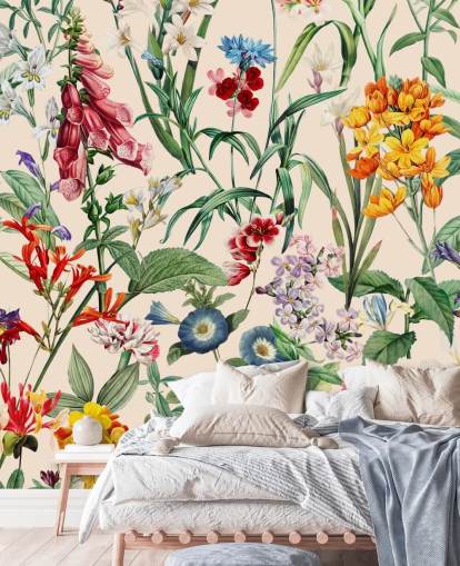 papel pintado de flores de pradera bastante colorido