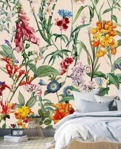 pretty colourful meadow flowers wallpaper