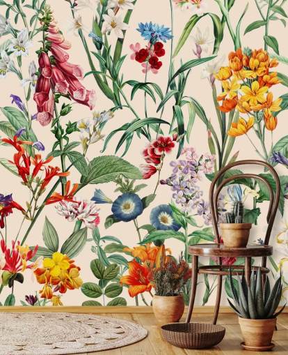 mooi kleurrijk weidebloemen behang