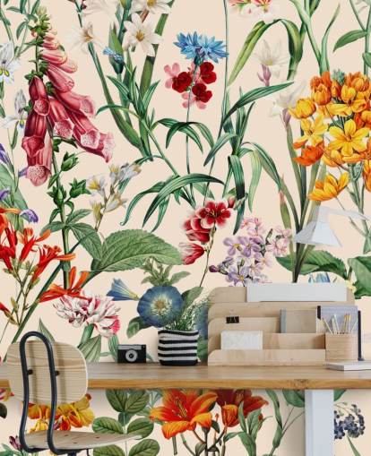 papel pintado de flores de pradera bastante colorido