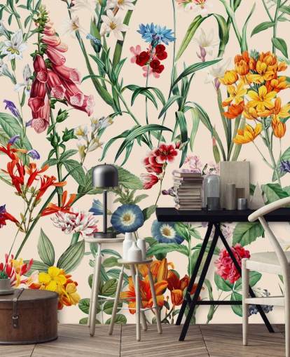 papel pintado de flores de pradera bastante colorido