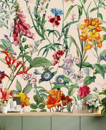 papel pintado de flores de pradera bastante colorido