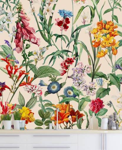 pretty colourful meadow flowers wallpaper