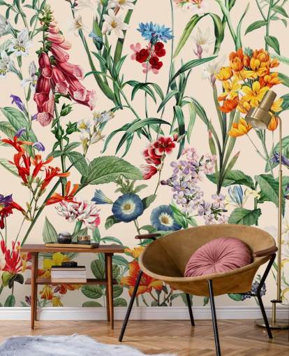 carta da parati con fiori di prato piuttosto