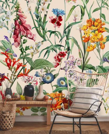 ganske fargerike eng blomster tapet