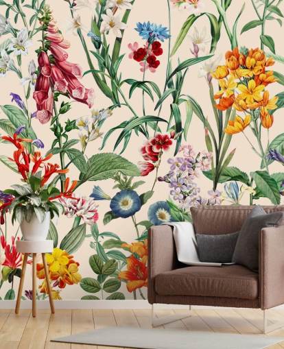 pretty colourful meadow flowers wallpaper