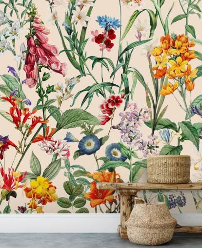 ganske fargerike eng blomster tapet