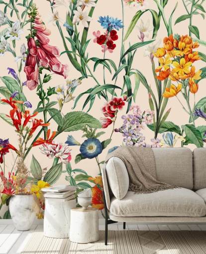 pretty colourful meadow flowers wallpaper