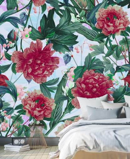 red flowers and green leaves wallpaper red flowers and green leaves wallpaper