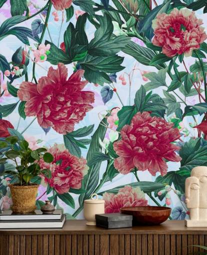 red flowers and green leaves wallpaper red flowers and green leaves wallpaper