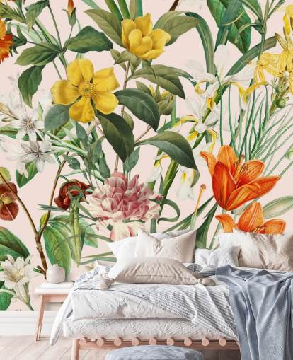 papel de parede floral tropical