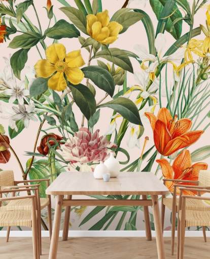 papel de parede floral tropical