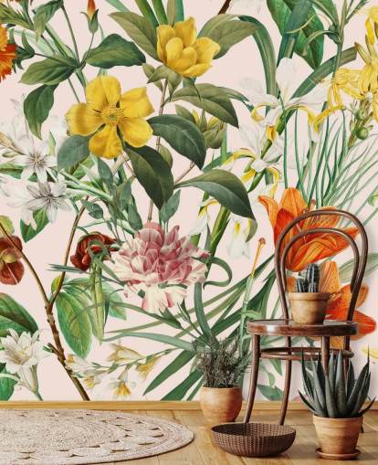 papier peint à fleurs tropicales