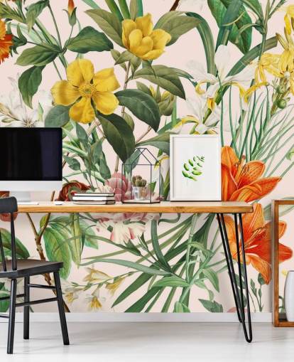 papel de parede floral tropical