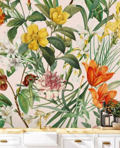 papel pintado floral tropical
