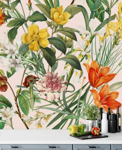 papier peint à fleurs tropicales