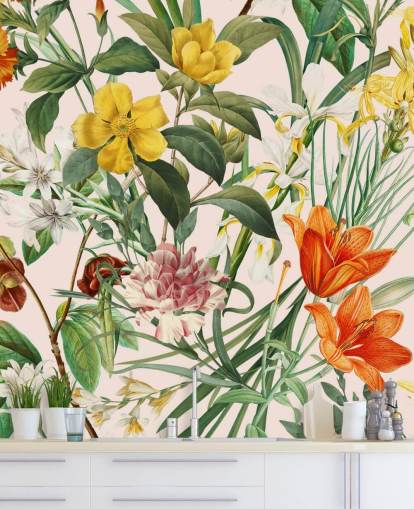 papel de parede floral tropical