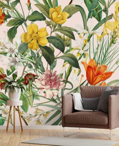 papier peint à fleurs tropicales
