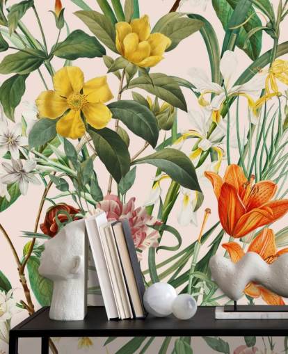 papel pintado floral tropical