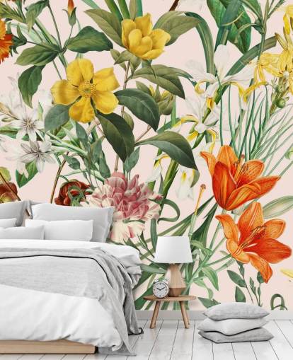 papel pintado floral tropical