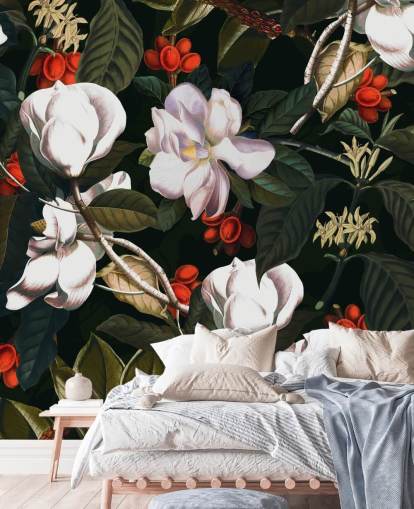 white flowers and red berries wallpaper white flowers and red berries wallpaper