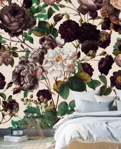 papel pintado de flores moradas oscuras