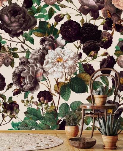 papel pintado de flores moradas oscuras