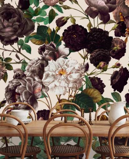 donkerpaarse bloemen behang donkerpaarse bloemen behang